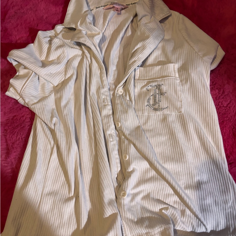 Juicy Couture Blue and White Striped Pajama Top